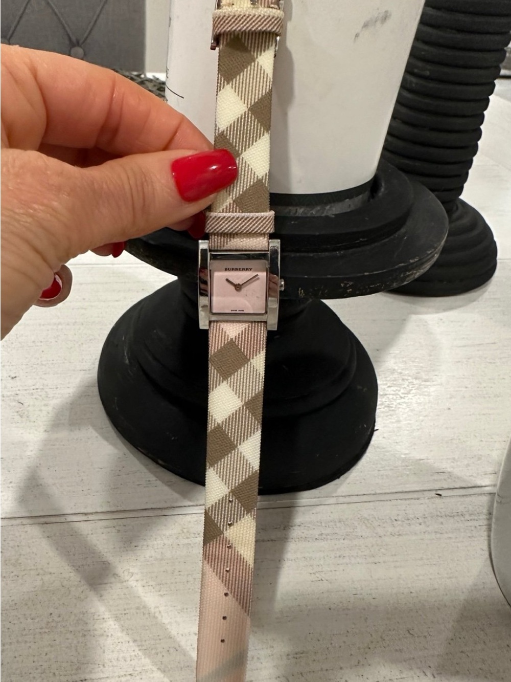 BURBERRY Pink & Beige Plaid Ladies Watch! Authentic!